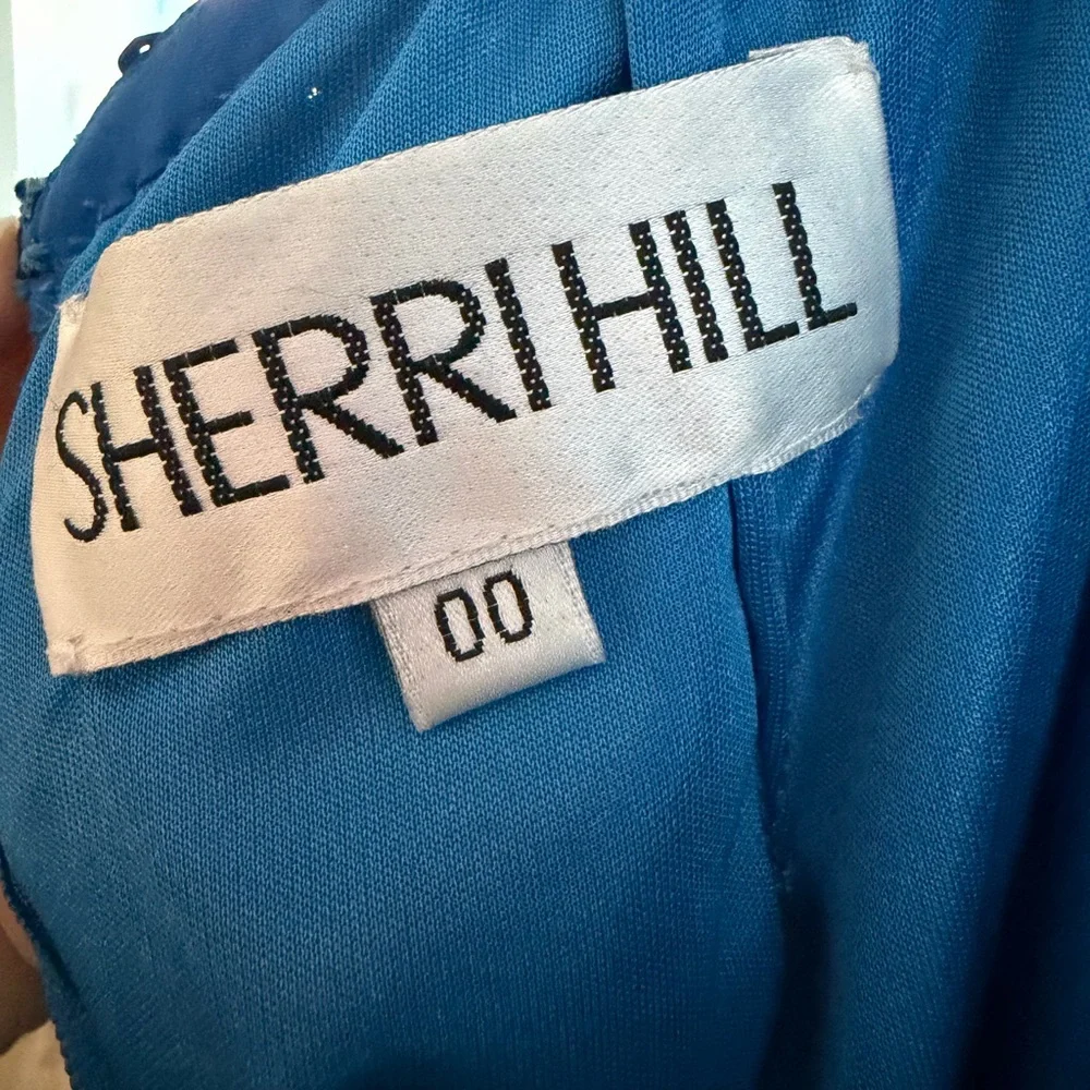 Sherri Hill Turquoise Sequin Prom Dress - Picture 6 of 6